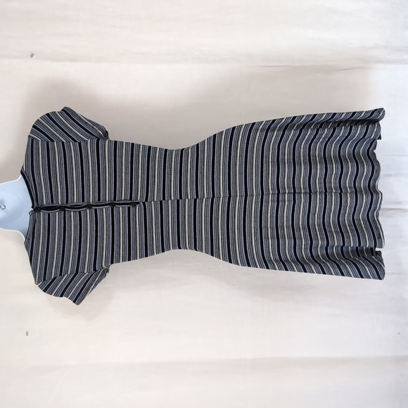 May Pink Y2K Blue Black Striped Fit and Flare Shirt Dress Size Small - Picture 4 of 5